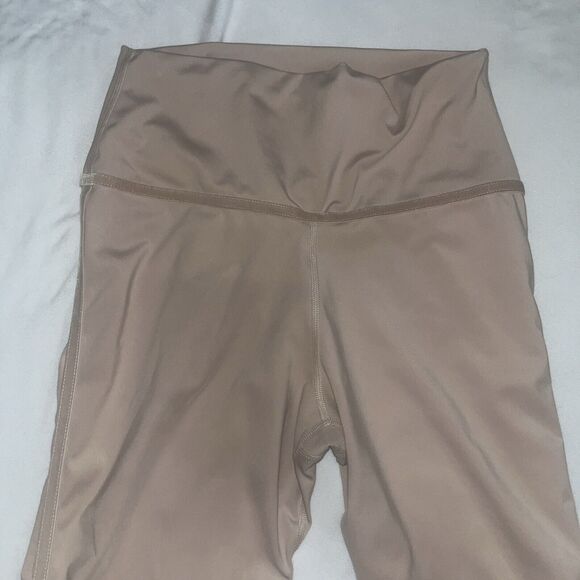 Nike Blush Pink Velour Velvet Trim Dri-Fit 7/8 Workout Leggings Medium - Picture 3 of 10